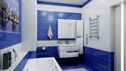 Bathroom design in white and blue tones