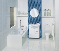 Ванна бөлмесінің дизайны ақ және көк тондарда