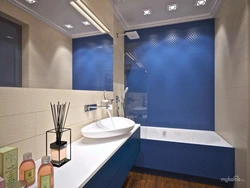 Bathroom design in white and blue tones