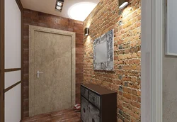 Brick wallpaper in the hallway photo