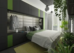 Photo of a bedroom in a modern style green