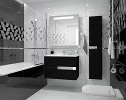 Bathroom wall design black white