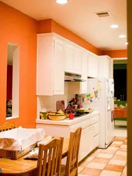 Персиковый цвет в интерьере кухни сочетание цветов фото