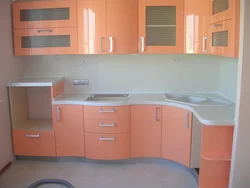 Peach color in the kitchen interior color combination photo