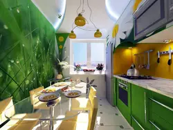 Сочетание зеленого и белого в интерьере кухни