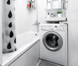 Современный дизайн ванной в хрущевке со стиральной машиной
