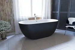 Bath interior with freestanding bathtub