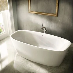 Bath interior with freestanding bathtub