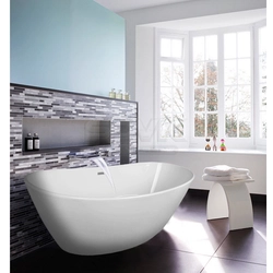 Bath interior with freestanding bathtub