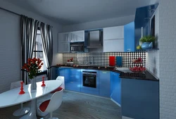 Дизайн серо голубой кухни фото