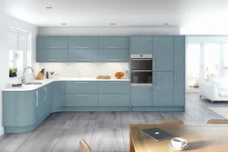 Gray-blue kitchen design photo