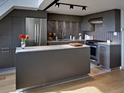 Gray modern kitchen in the interior