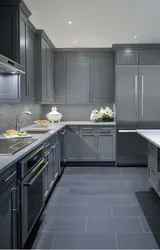 Gray modern kitchen in the interior