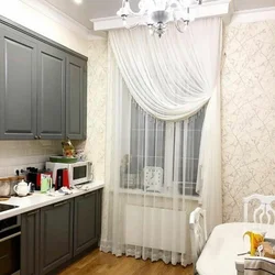 Curtains in the kitchen in a modern style real photos