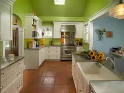 Colors combined with olive color in the kitchen interior photo