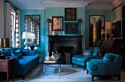 Dark blue living room interior