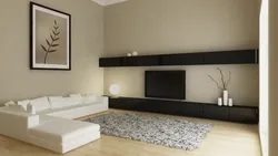 Living room design in an apartment combined light wallpaper