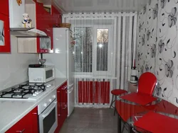 Wallpaper for a red kitchen in the interior photo