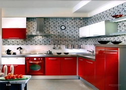 Обои на красную кухню в интерьере фото