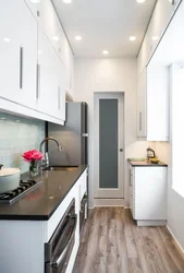 Interior of an elongated kitchen