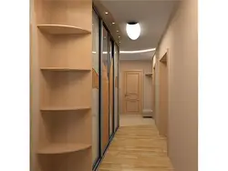 Interior of a narrow hallway with a shoe rack