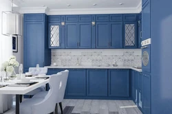 Color combination with blue in the kitchen interior
