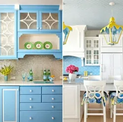 Color combination with blue in the kitchen interior