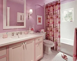Дизайн ванны в розовых тонах