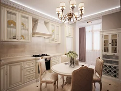 Photo of a classic kitchen with light facades