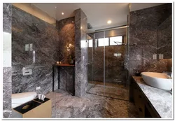 Finishing the bathroom with porcelain tiles photo