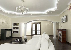 Plasterboard ceiling design in the living room