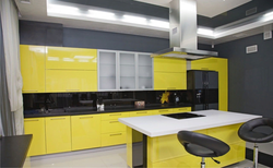 Kitchen in gray and yellow tones photo