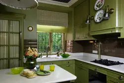 Dark green walls in the kitchen interior