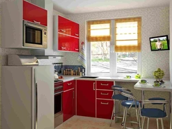 Kitchen design 4 square meters with refrigerator photo