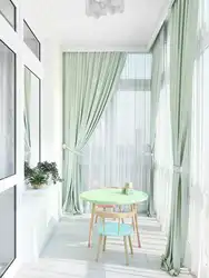 Curtains on the loggia in the interior photo