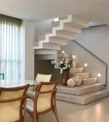 Interior kitchen living room with stairs to the second