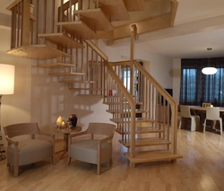 Interior kitchen living room with stairs to the second