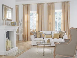 Beige curtains for bedroom design