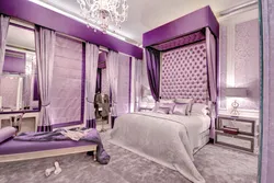 Lilac rəngli yataq otağının fotoşəkili