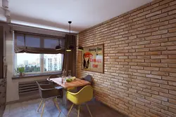 Kitchen design with bricks on the wall photo