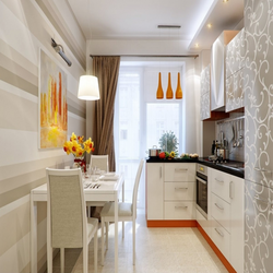 Kitchen interior photo in a panel house with a balcony