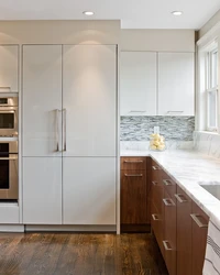 Kitchen photo design with built-in refrigerator