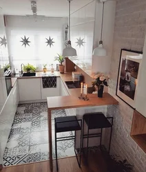 Design of a small kitchen with a living room