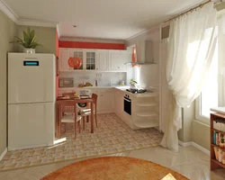 Design of a small kitchen with a living room