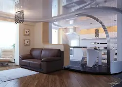 Design of a small kitchen with a living room