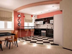 Дизайн маленькой кухни с залом
