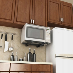 Как можно повесить микроволновку на кухне фото