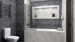 Фарфор плиткалары интерьердегі ванна бөлмесінің фотосы