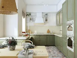 Combination of olive in the kitchen interior