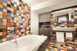 Bathroom Interior With Colored Tiles